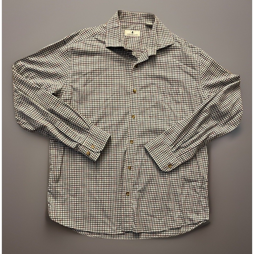 Southern Pines Long Sleeve Button Up Shirt Multi Color Check Plaid Large JBHS